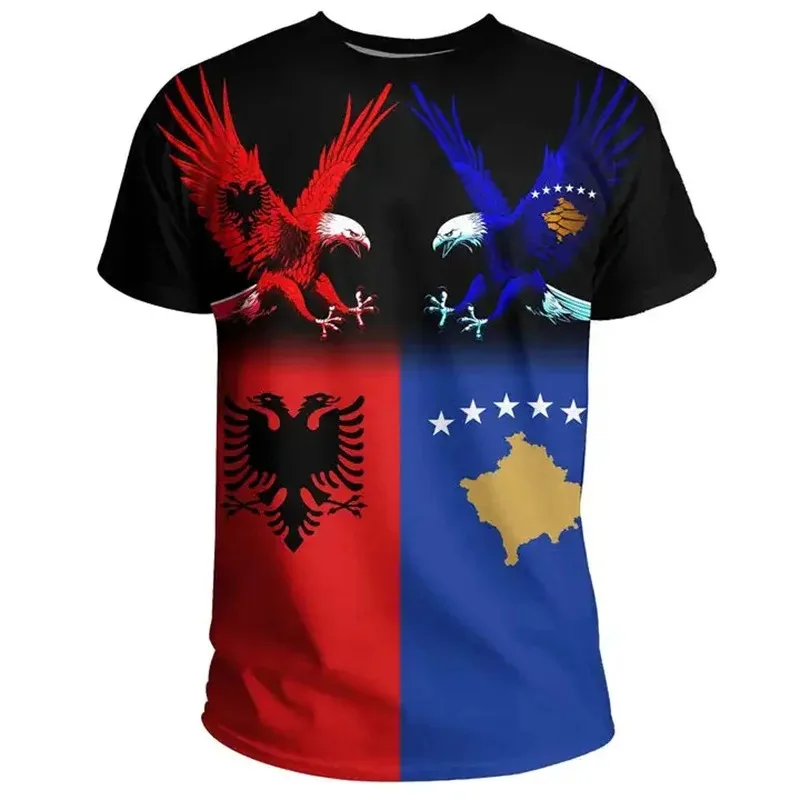 Albania Flag Graphic T Shirts Albanian National Emblem 3D Print T Shirt For Men Clothes Sport Contest Jersey Eagle Tee Boy Tops