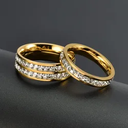 Stainless Steel Single/Double Row CZ Eternity Ring Wedding Band for Women Men Size 3-10
