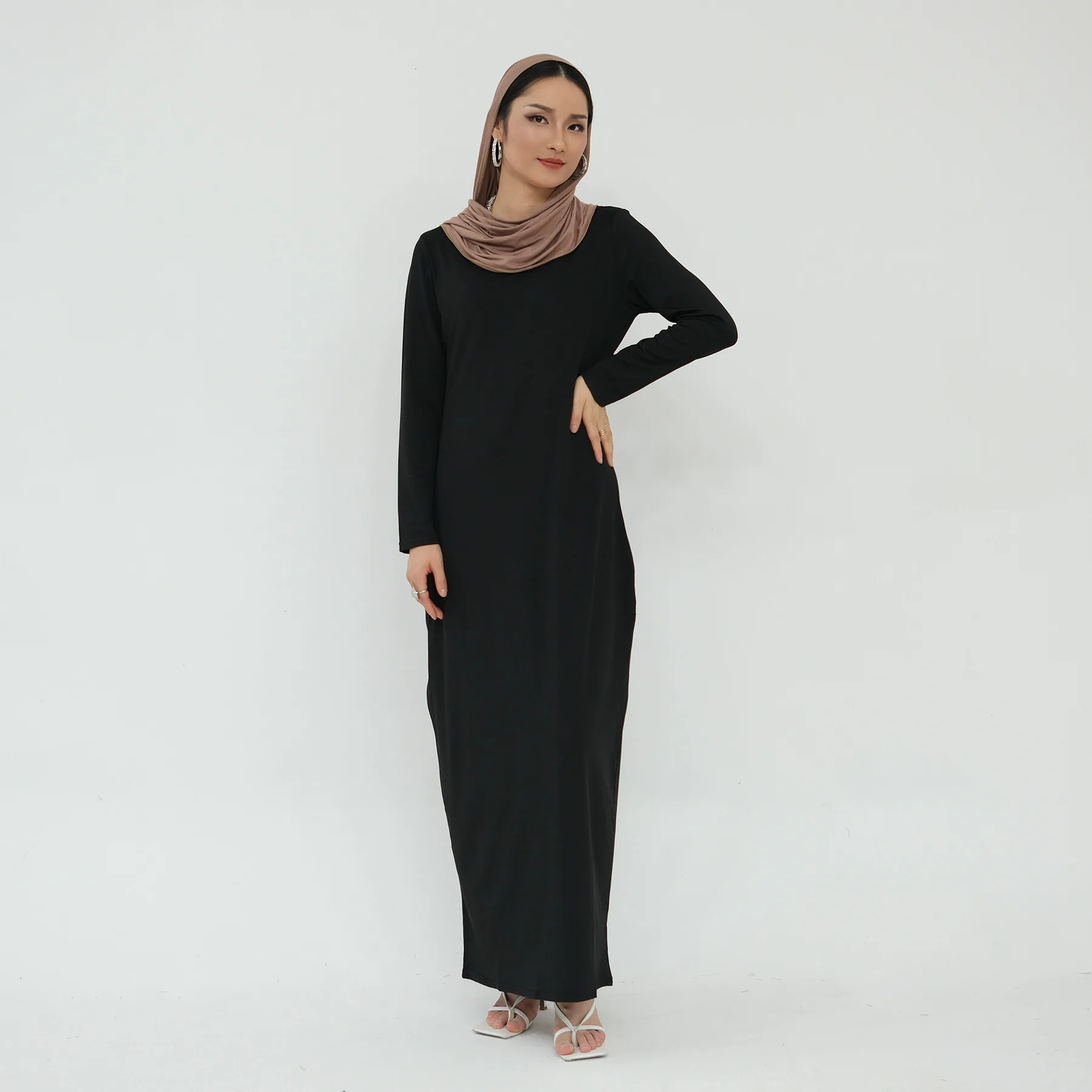 2025 Ramadan Muslimische Frauen Abaya Islamischer Stretch-Unterrock – Solides Lagenkleid aus Milchseide, bescheidener elastischer Innenslip – Detail 29