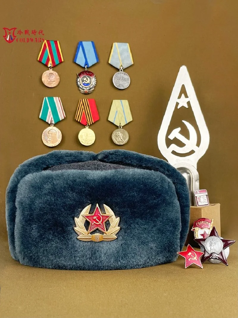 

Reproduction of Ushaka Cotton Hat M69 Red Army Star Grey Winter Hat Tufted Velvet Lei Feng Hat