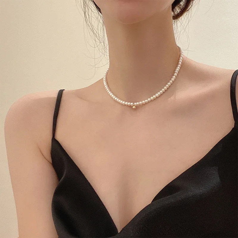 Neue Ankunft Elegante Natürliche Süßwasser Perle 14K Gold Gefüllt Weibliche Ketten Halskette Schmuck Für Frauen Mutter der Tag Geschenke