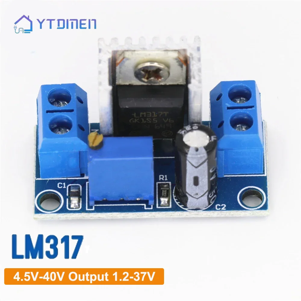 LM317 Adjustable Voltage Regulator Module Input 4.5-40V Output 1.25-37V Linear Buck Step Down Converter for DIY Power Supply