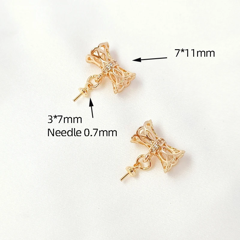 2pieces Copper clad 14K Gold  Hollowed out  Straight hole Pendant with towing needle  DIY jewelry discovery Necklace accessories