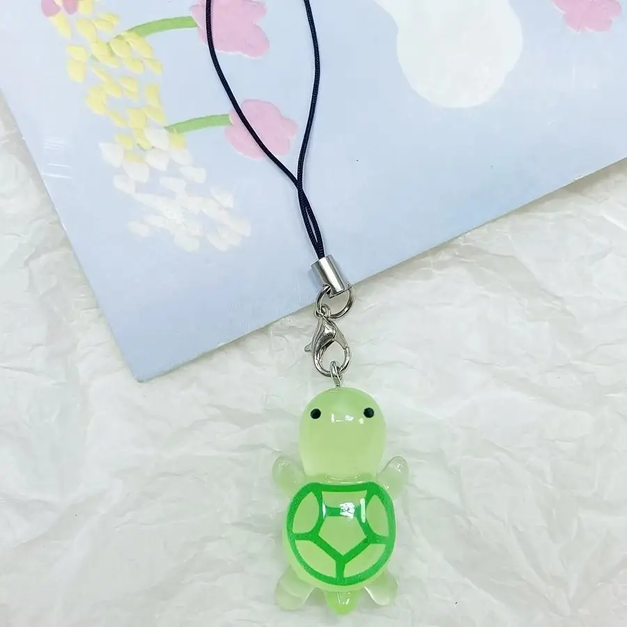 1/5/10/20/50/100pcs Cute Minimalist Cell Phone Lanyard with a Green Sea Turtle That Glows in the Dark, Cell Phone Charm, Marine