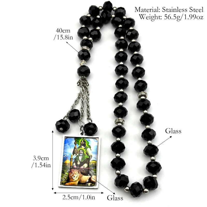 الإسلام الإمام النبي محمد حسين الأسد مسلم الفولاذ المقاوم للصدأ سيارة قلادة للنساء الرجال الذهب والفضة اللون العربية تميمة المجوهرات #6