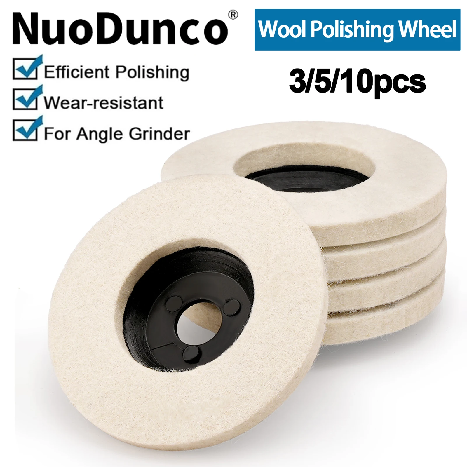 3/5/10pcs 4 pollici 100 millimetri Lana Ruota di Lucidatura Tamponi per Lucidatura Smerigliatrice Angolare Ruota Feltro Disco per Lucidatura per Metallo Marmo Vetro Ceramica