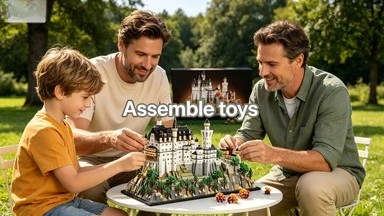 

21063 Bandai Neuschwanstein Castle Assembly Blocks Party Decor Birthday Anniversary Gift compatible with LEGO bricks