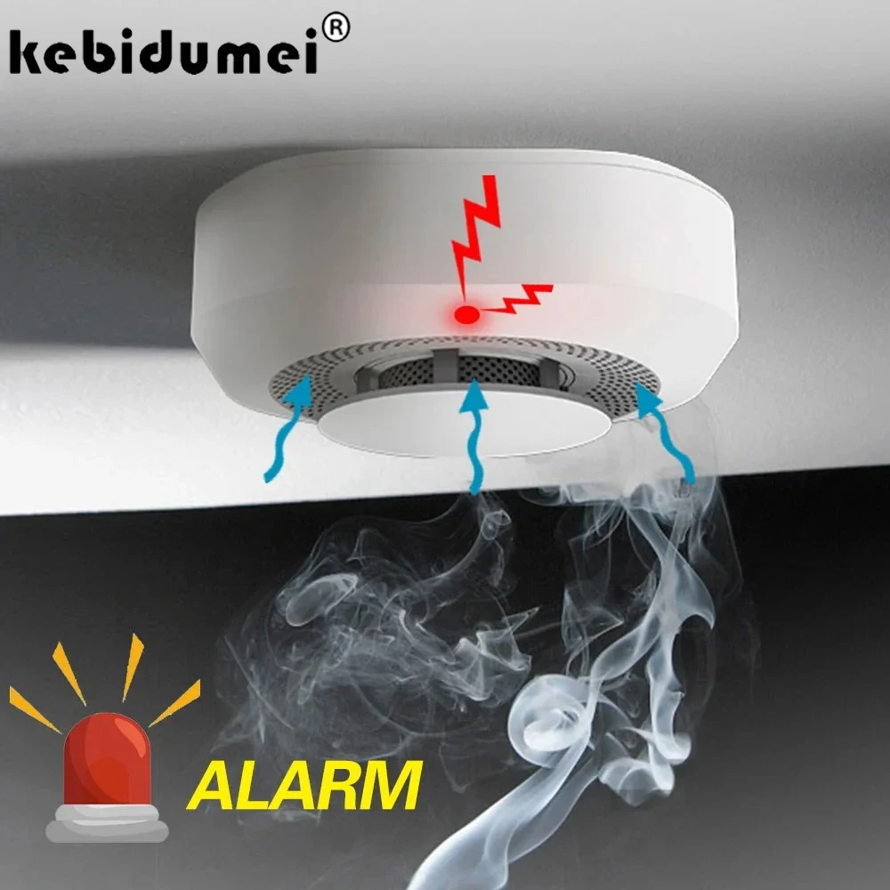 Independent Smoke Detector Sensor Fire Alarm System For Home Office Security Smoke Alarm Fire Protection Battery Powered