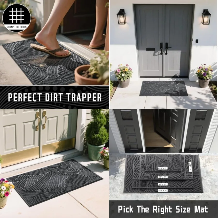 

Doormat door Outdoor Entrance, Simple Stripes, All-Weather Waterproof Non-Slip Mat for Front Door, Heavy Duty Polyester Welcome
