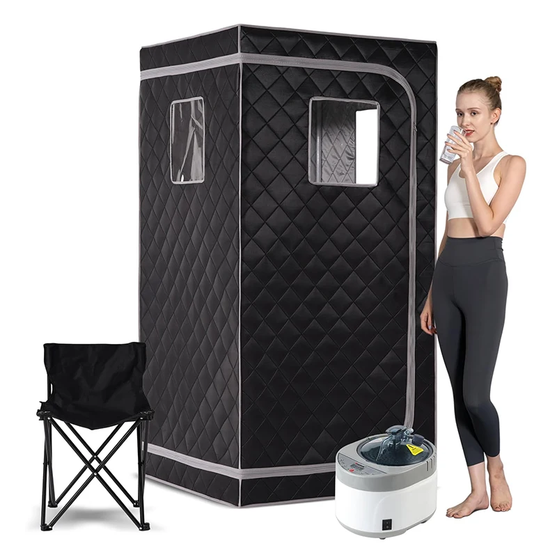 

Full Body Home Steam Sauna Set 4L Large Steam Pot One Person Sauna Spa with Time Temperature Remote Control Detox Therapy