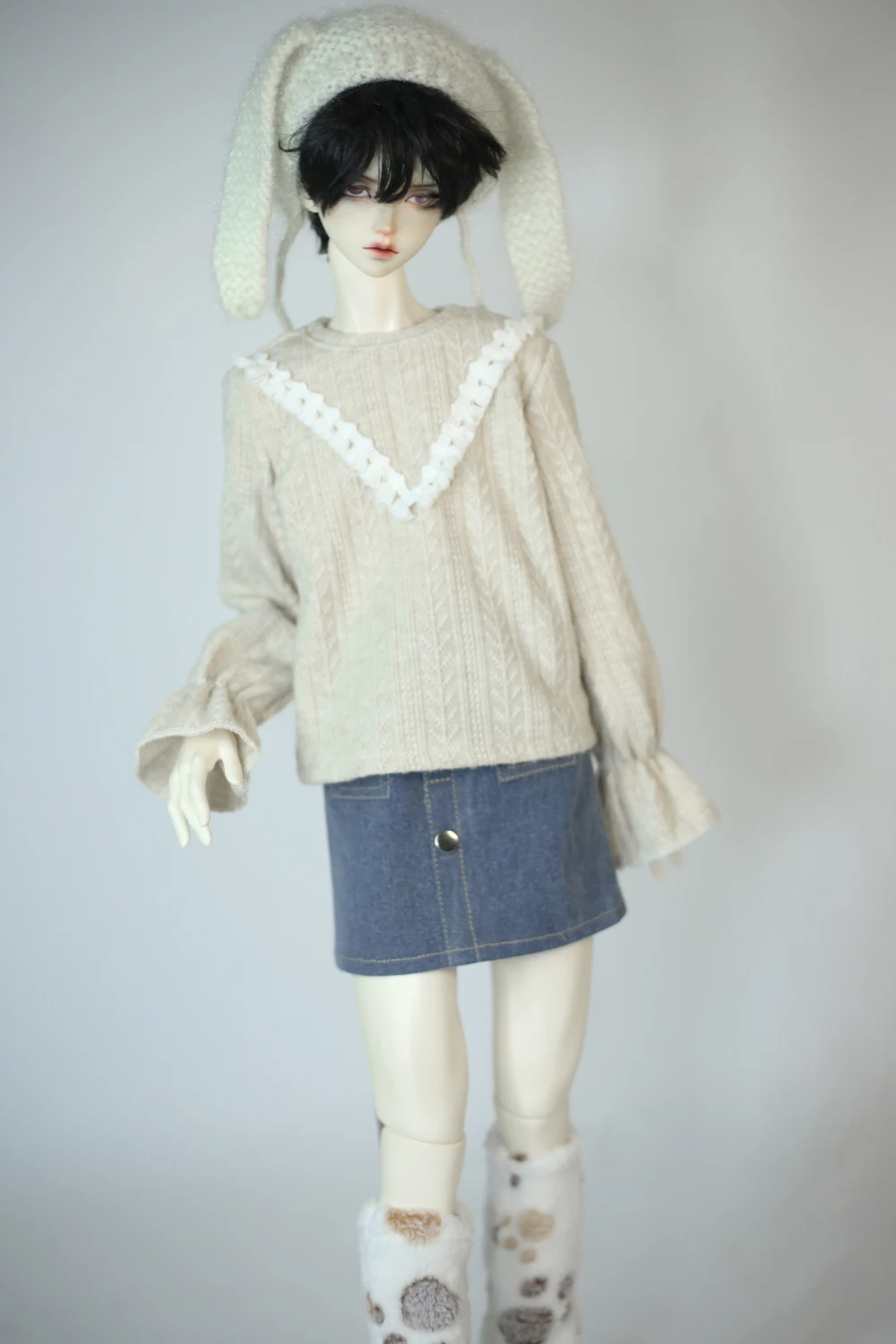 BJD Doll clothes Suitable for 1/4 1/3 Uncle size  Wheatear V Tassel cashmere knitted sweater 2 color  accessories