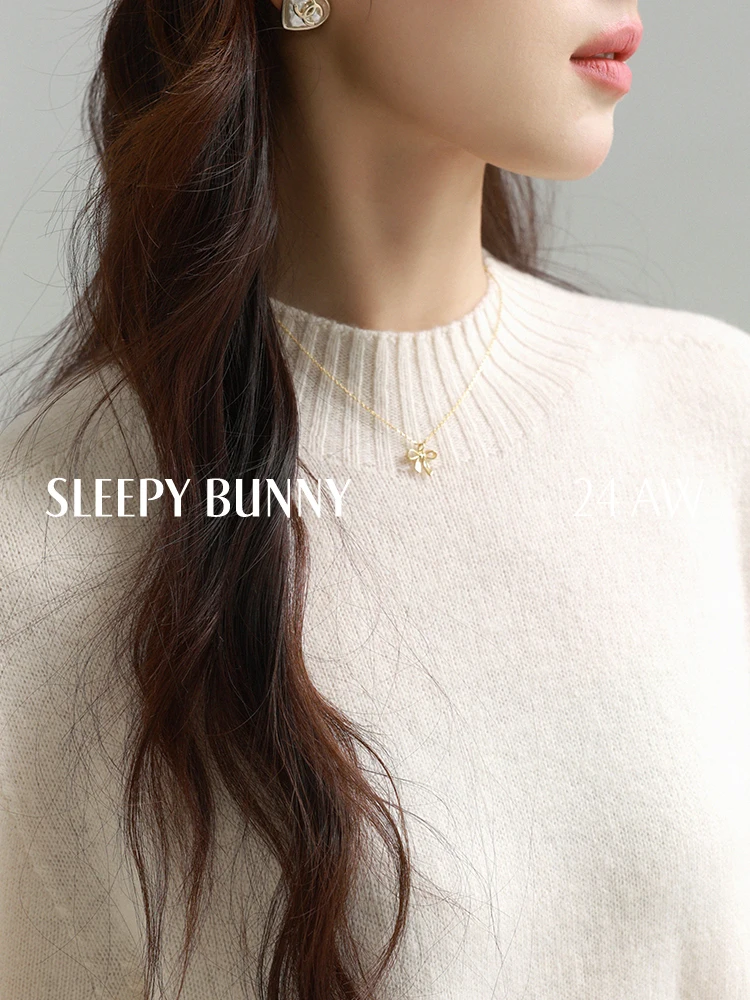 Elegant Wool Knit Dress Round Neck Long Sleeve Midi Slim Loose Outfit for Petite Women Autumn Winter Warm Casual Fashion 2025