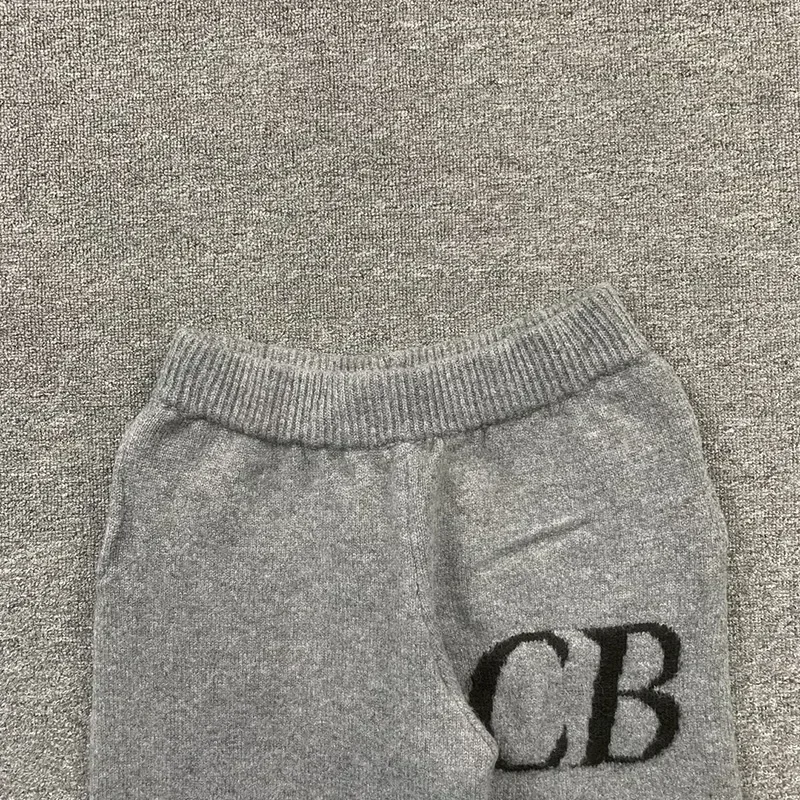 24ss Oversized CB Logo Grey Woolen Men Pants Top Quality CB Jacquard Pants Women Casual Trousers