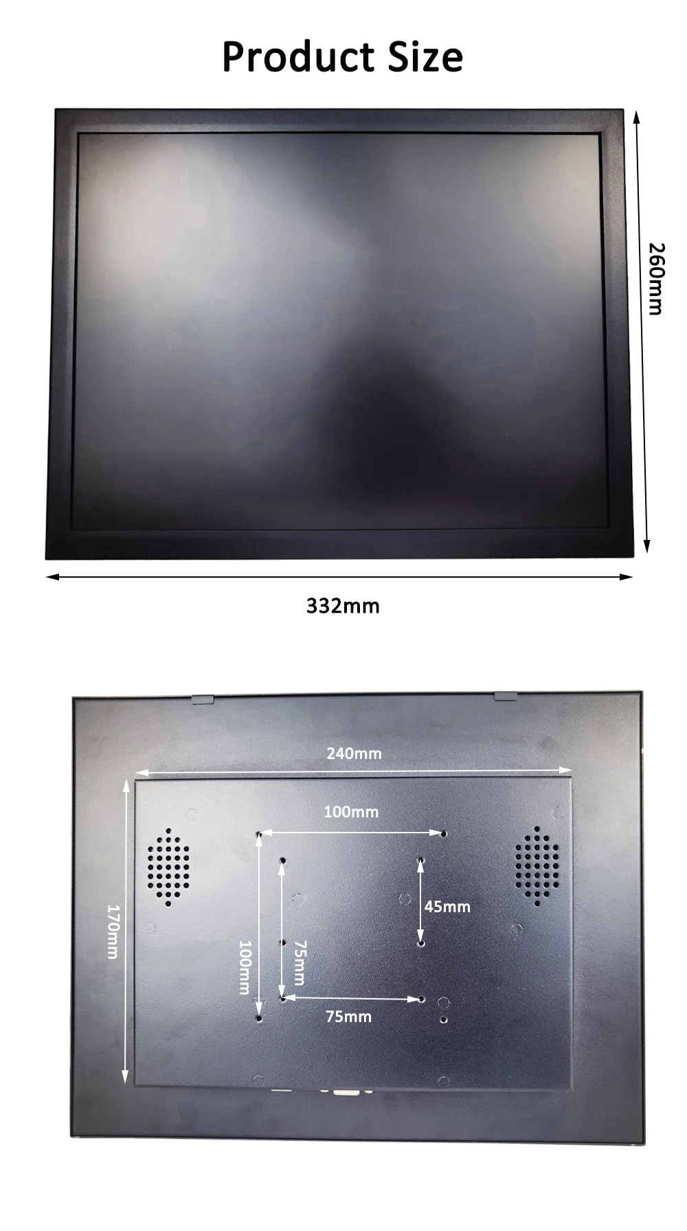 10,1/12,1/15/15,6/17/18,5/19/21,5 Zoll Neuer A-Screen IPS 24/7 Full HD 4:3 Kommerzieller Industrie-LCD-Monitor mit HD-MI VGA USB Audio – Detail 7