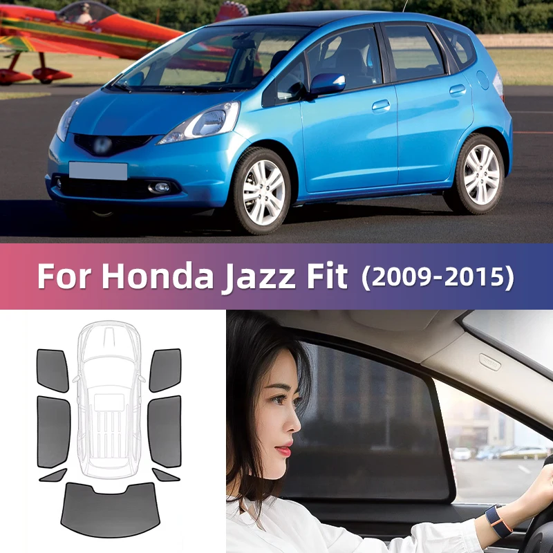 

For Honda Jazz GE Fit 2009-2014 Car Sunshade Shield Magnetic Front Windshield Blind Curtain Rear Side Baby Window Sun Shades