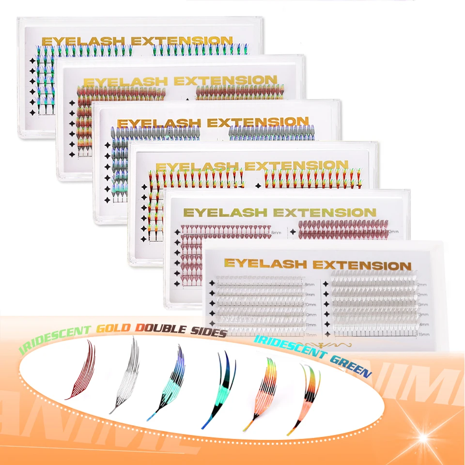 ขนตาปลอมแบบพัดสำเร็จรูป สีสันสดใส สไตล์การ์ตูน โฮโลแกรม วิ้งๆ สำหรับฮาโลวีน