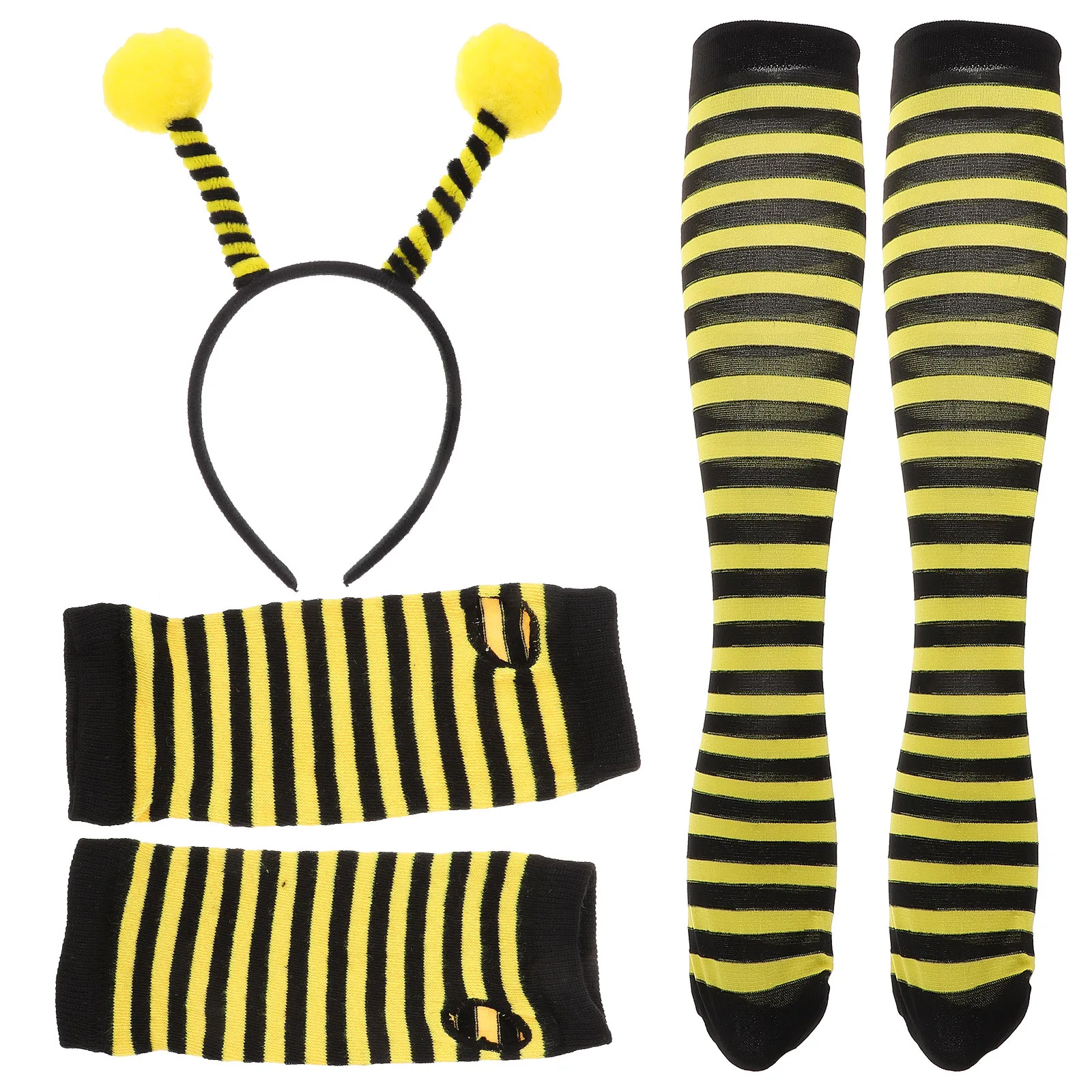 

1Set Bee Costume Kit Kid Bee Cosplay Headband Striped Gloves Stockings Stage Party Performance Supplies Children Costume