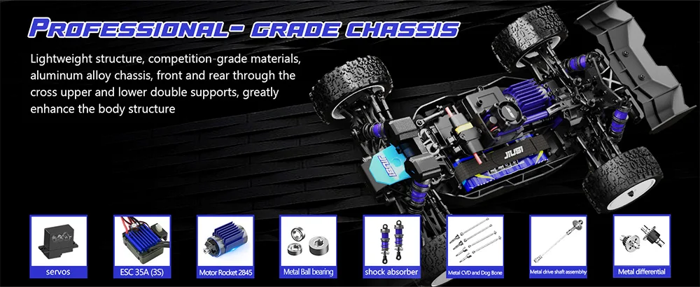 JIUSI WB12 PRO 1/12 scale off-road racing buggy with aluminum chassis