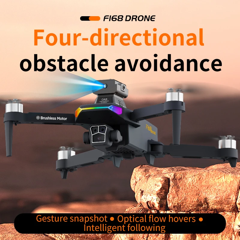 F168 Light Show Drone, Electrically Adjustable Triple Camera, Optical Flow Hover, Intelligent Obstacle Avoidance, Stunt Flying