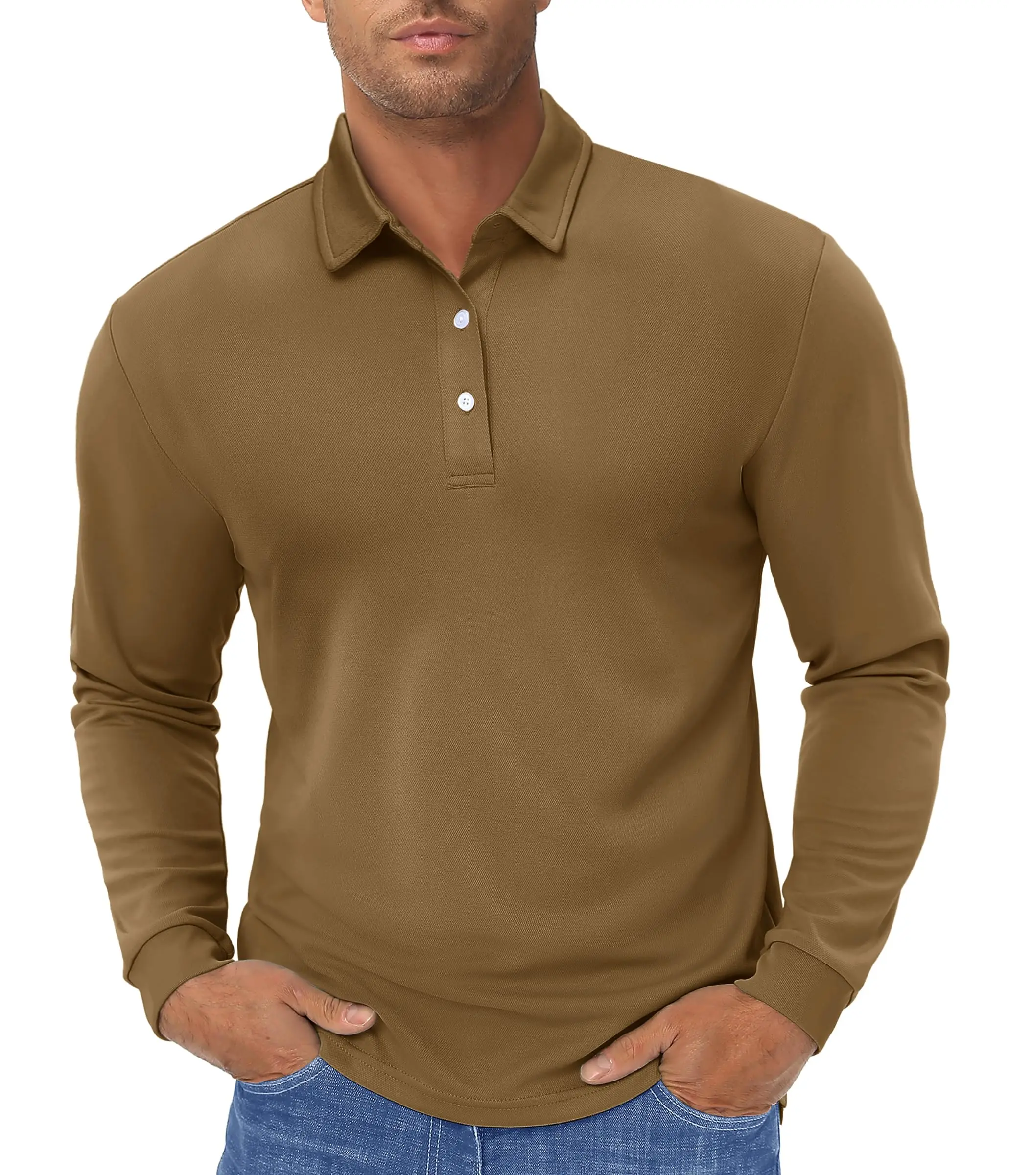 TACVASEN Long Sleeve Polo Shirt 4