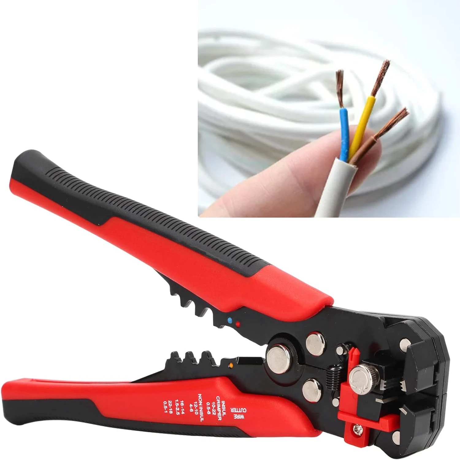 

Ultimate efficient, reliable and ergonomic red multifunctional 8-inch wire stripper and crimper pliers for industrial wire cutti