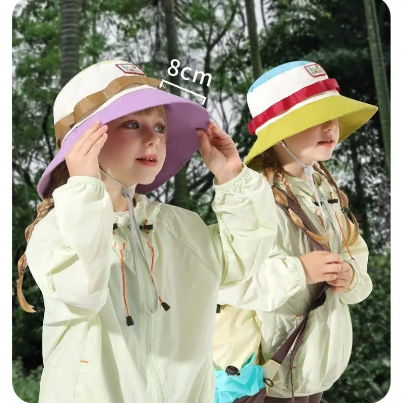 Topi Ember Anak Perempuan Pelindung Matahari Musim Panas 4 Warna Topi Olahraga Luar Ruangan Sejuk Topi Hiasan Kepala Anak 2-6 Tahun