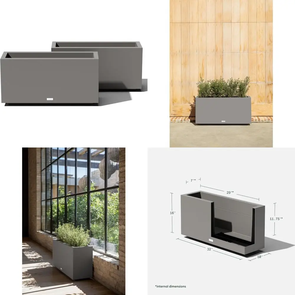 

Большой прямоугольный ящик для цветов на открытом воздухе/в помещении — прочный, устойчивый к атмосферным воздействиям, для использования в патио или на крыльце | Дизайн длинной коробки