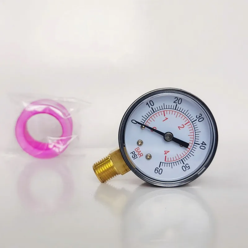 Pool ECX270861 Pressure Gauge with 1/4'' NPT Interface 0-60psi Swimming Pool Pressure Gauge Comes with a Roll of Teflon Tape
