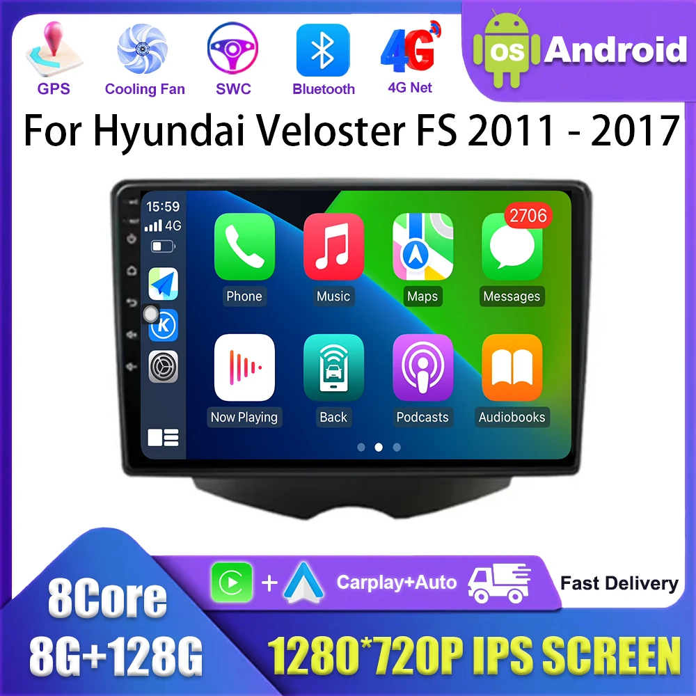 Video Radio 9 '' for Hyundai Veloster FS 2011 - 2017 BT Auto Android Intelligent GPS Navi DSP Stereo WiFi Auto Tools HD Screen