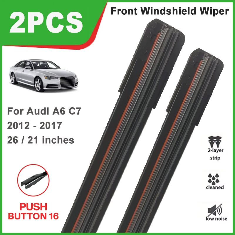 

2PCS Double Rubber Front Wiper Blades For Audi A6 C7 2012-2017 Windshield Windscreen Car Replacement Accessories