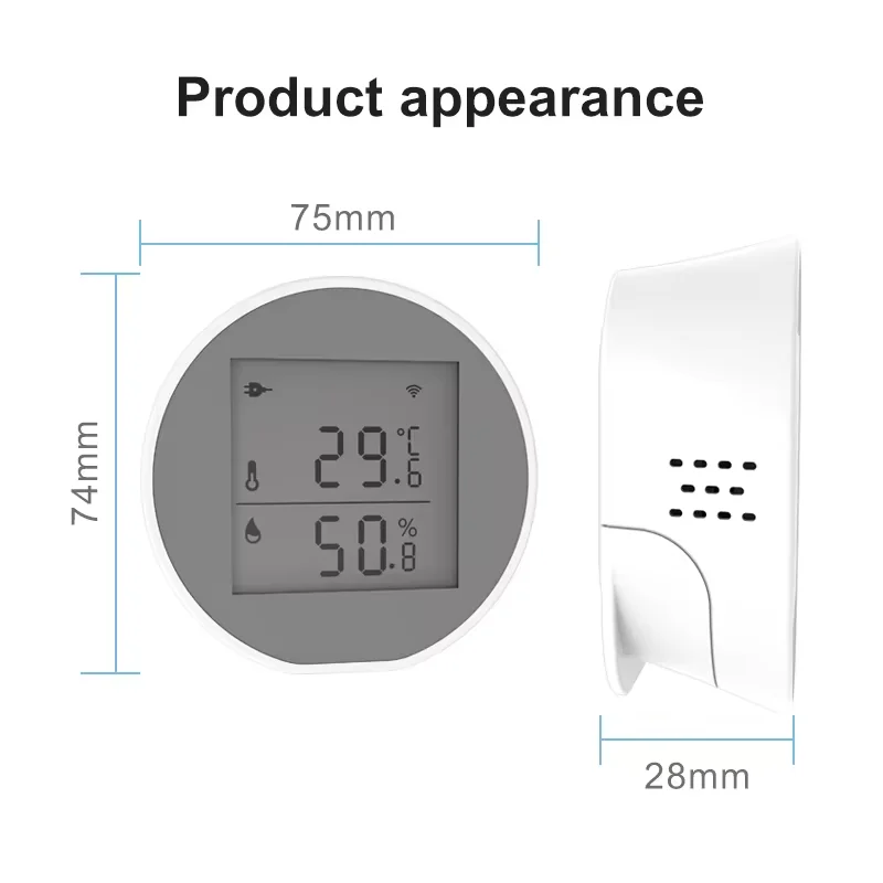 Tuya WiFi Temperature Humidity Sensor LCD Digital Display Thermometer Sensor 55dB Sound Alarm Support USB Or Battery Powered