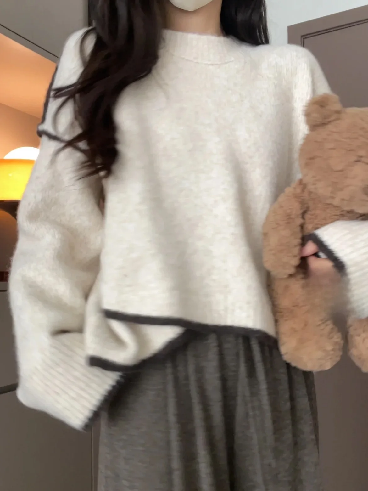 

Цветная блузка, свободный крой, женский трикотажный свитер, удобный мягкий уютный дизайн с верхом, сенсация, осень-зима, новый Sle