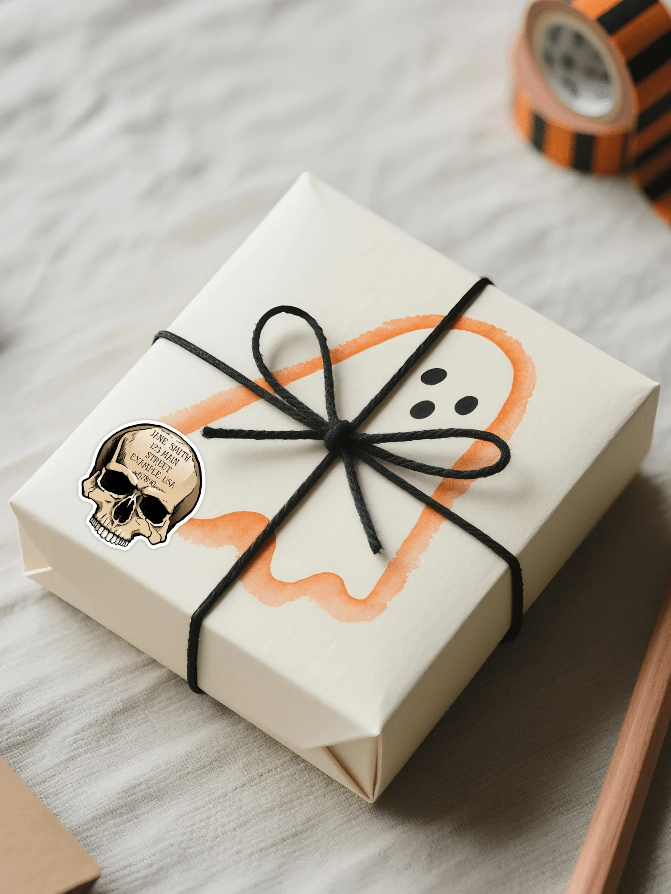 Etichette per indirizzi personalizzate 6 * 6,8 cm, adesivi per indirizzi a forma di teschio spettrale da 3-40 pezzi, adesivi postali personalizzati per il ritorno di Halloween