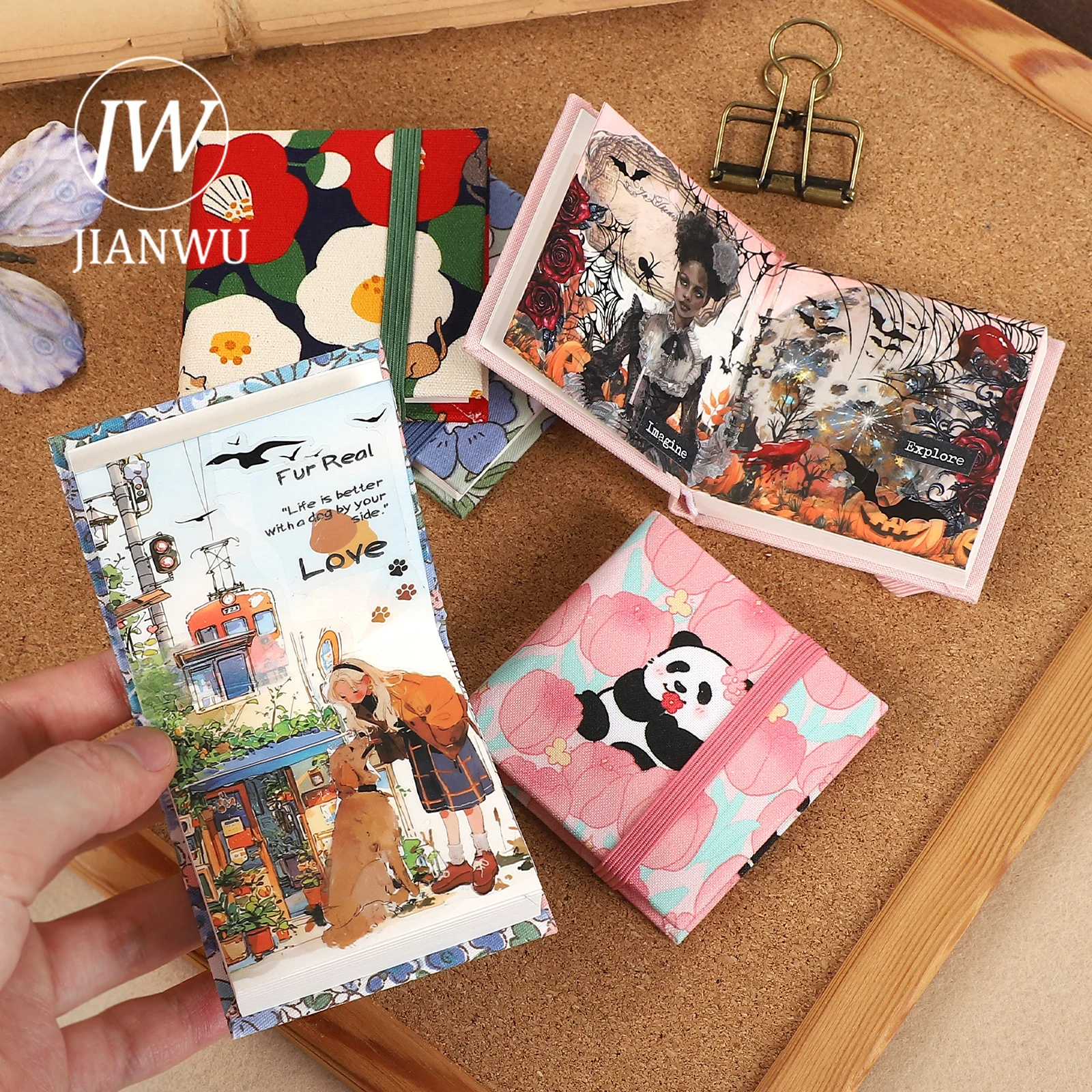 

JIANWU Kawaii ткань мини эскизы акварель панда цветок пейзаж блокнот креативный DIY журнал студенческие принадлежности канцелярские принадлежности