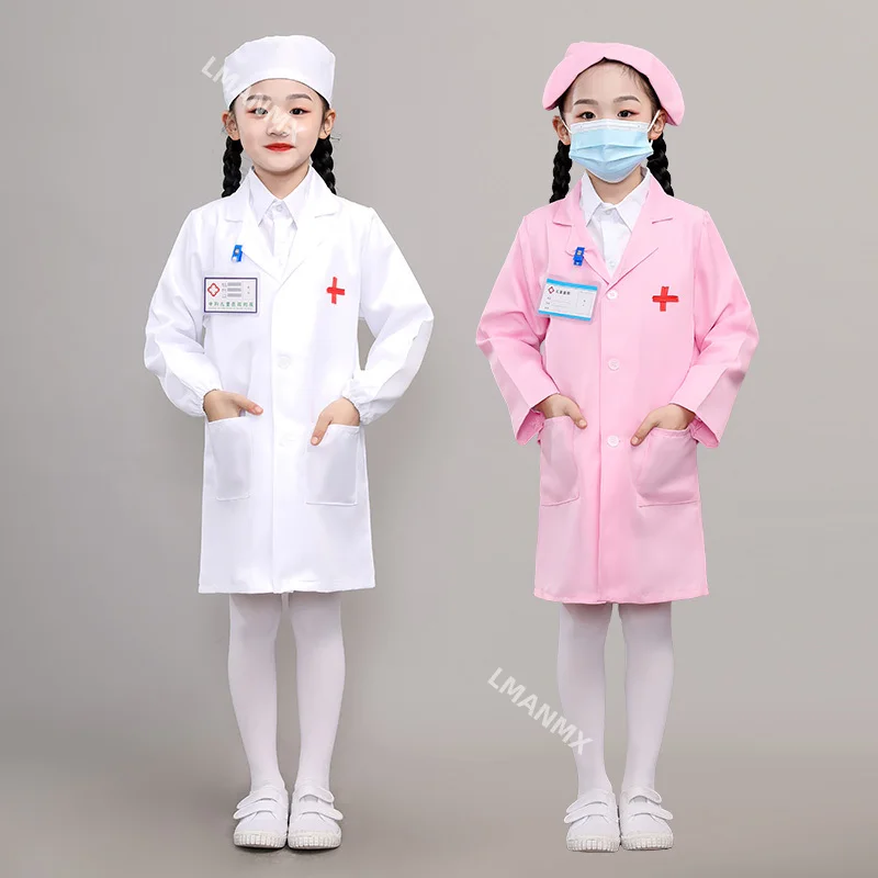 Medici per bambini, infermieri, abiti chirurgici, casa da gioco, cappotti bianchi, costumi di ruolo professionali per l'asilo