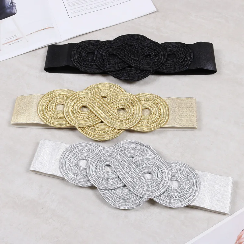 2024New Women\'s Runway Fashion Vintage Elastic Cummerbunds Female Dress Corsets Waistband Belts Decoration Wide Belt