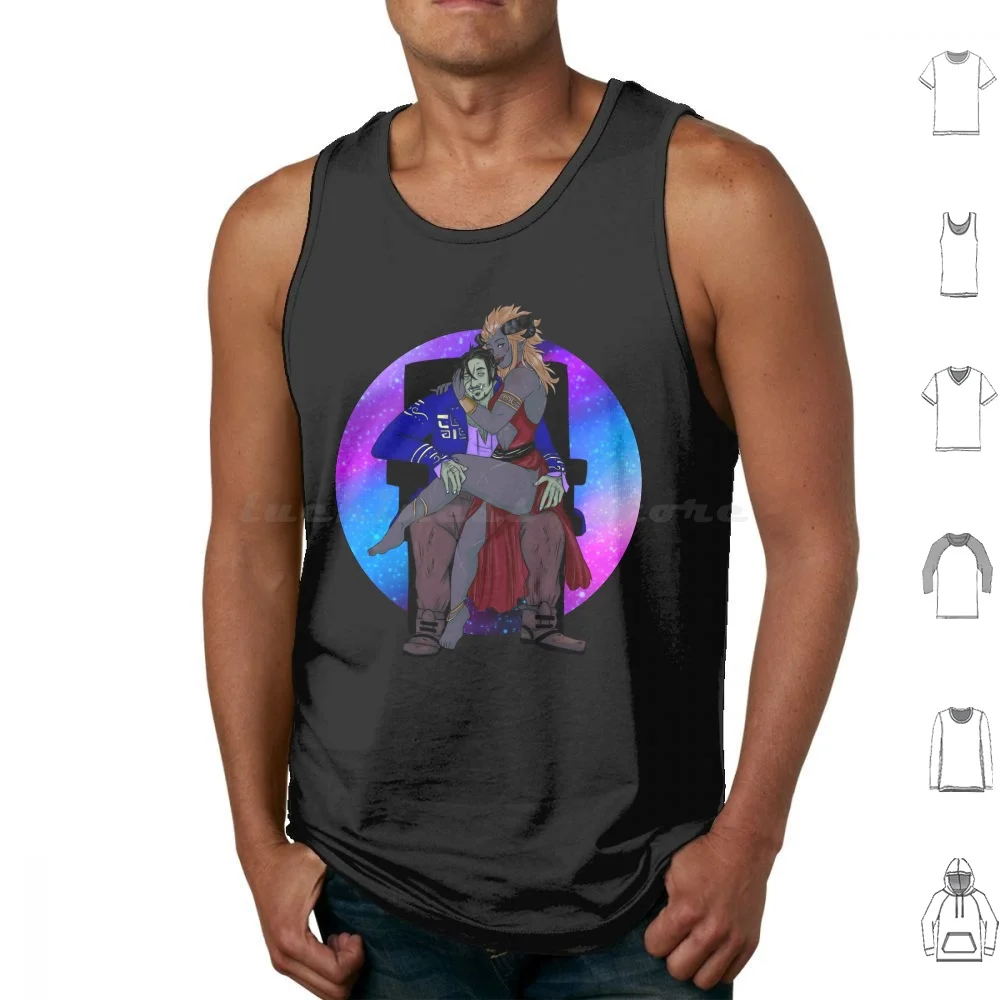 Power Couple Tank Tops Print Cotton Space Fantasy Stars Galaxy Nebula Elf Horns Tusks Love Lovers Romantic Romance King