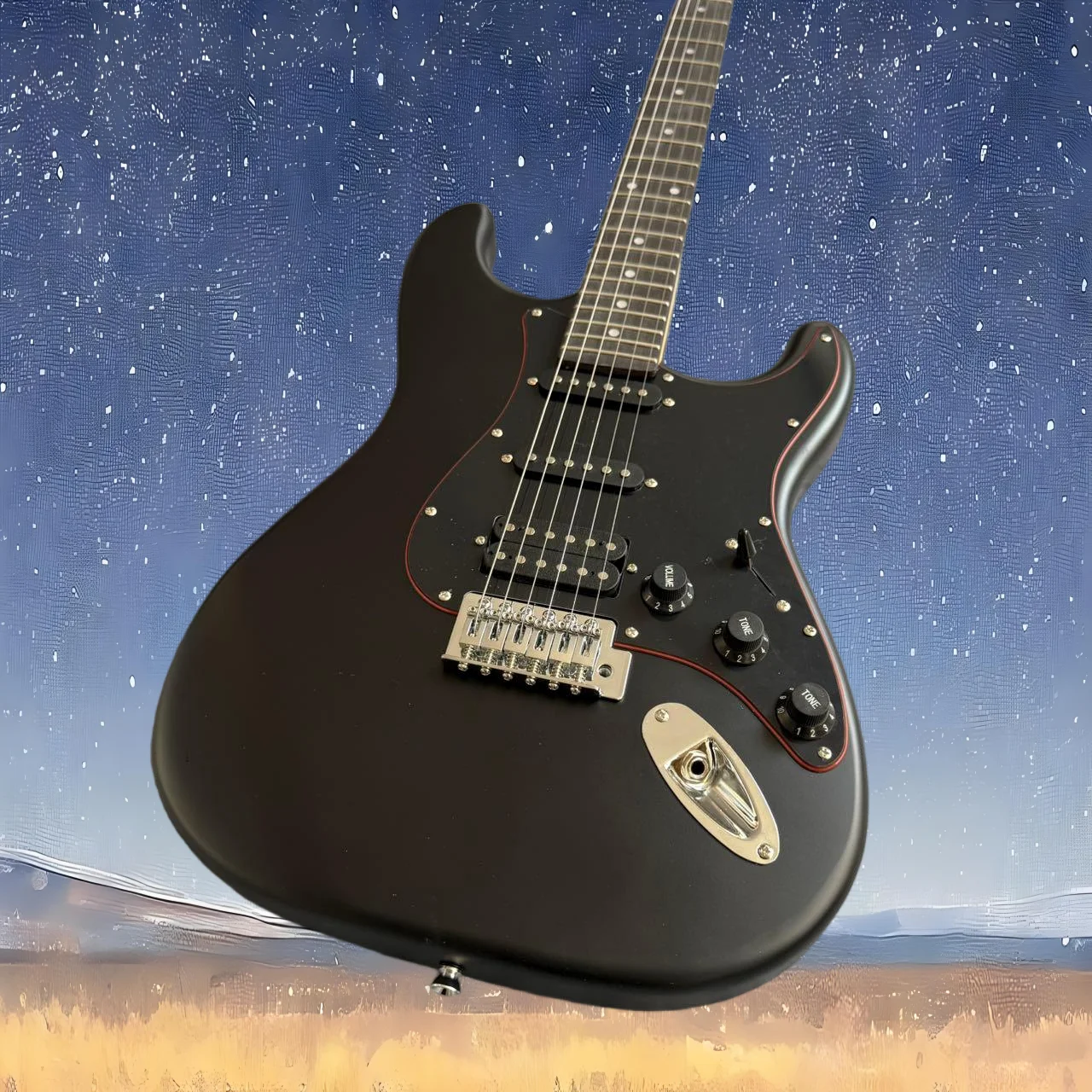 2026 new sale New Black Color Guitar, Rosewood Fingerboard, Satin Finished,  6 Strings Guitar