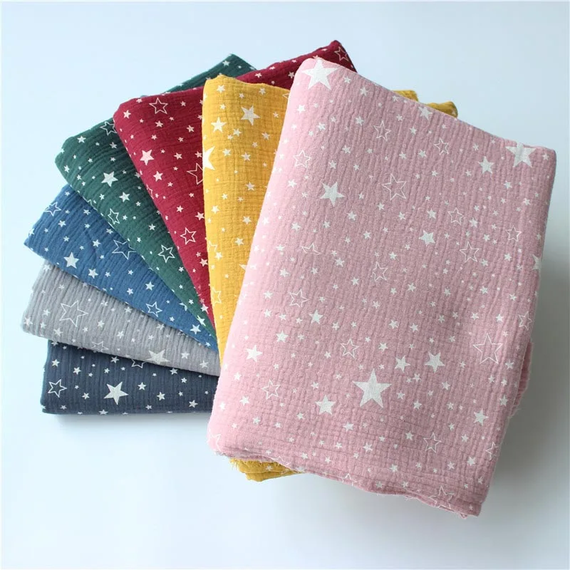 

100*135cm Star Fabric Drape Cotton And Linen Double Gauze Crepe Baby Clothes Fabric Ladies Skirt Sleepwear Fabrics