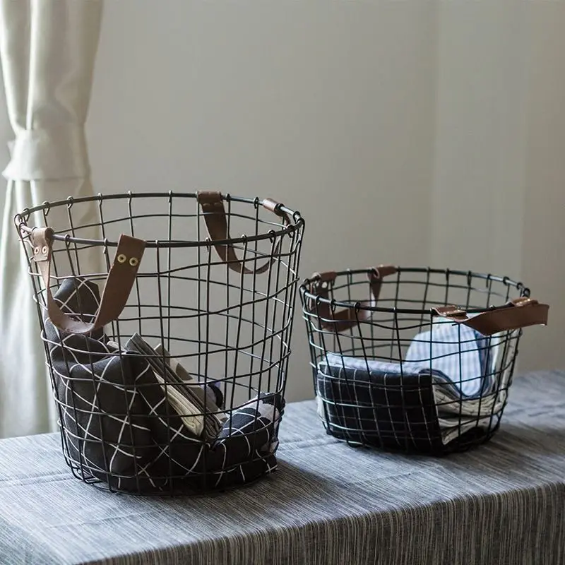 

Home Dirty Clothes Basket Iron Vintage Dirty Clothes Storage Basket Sundries Basket Laundry Basket Toy Bucket Storage