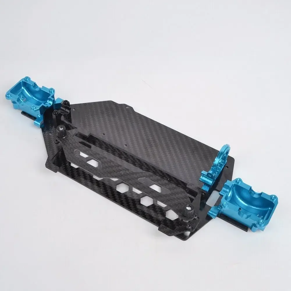 Custom Aluminum Lower Gearbox Case with Carbon Chassis Kit for Tamiya TT-02B MS TT02B TT-02BR Chassis