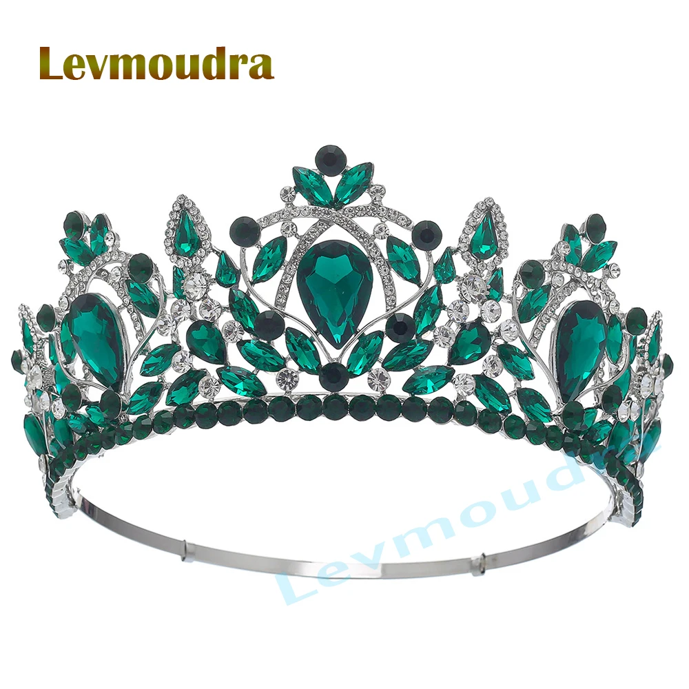 

Levmoudra Hair Jewelry Crown Tiaras for Women Tiaras Rhinestone Crystal Queen Big Crown Bridal Wedding Crown