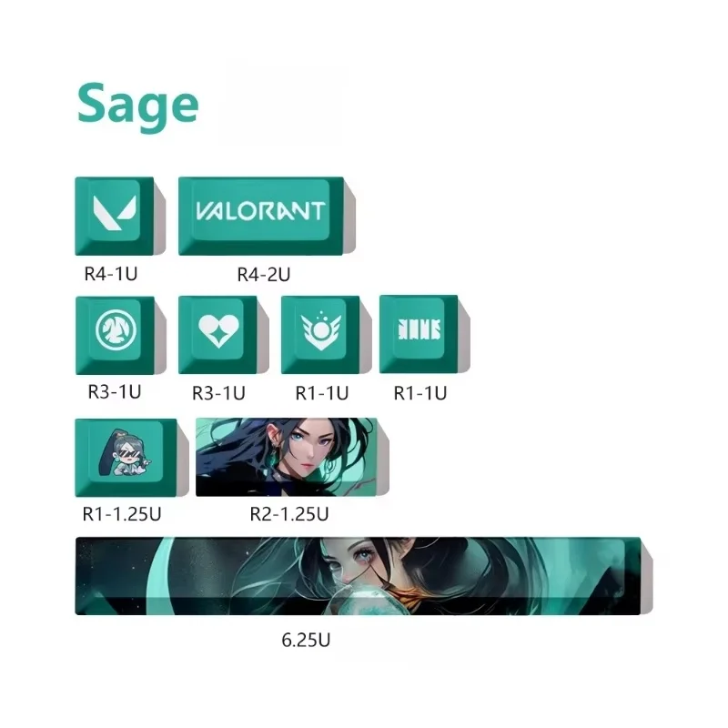 Fearless Contract Keycaps Jett Valorant Keycaps Valorant9 Key Set Original Factory Heat Sublimation Diy Small Size Keycaps