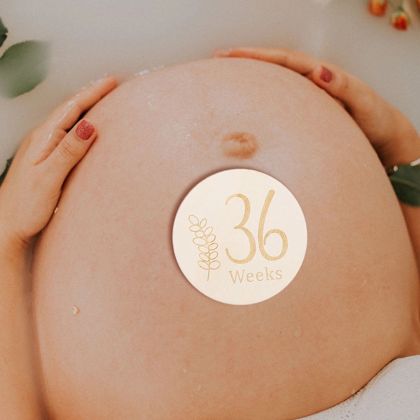 11 Pcs Wooden Pregnancy Discs Double Sided Newborn Photo Prop Cards Baby Weekly Growth Tracker Sign for Baby