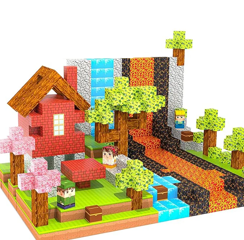 1 unidade aleatória de 128 unidades de blocos magnéticos de 205. Cores vivas, construção gratuita para habilidades de construção STEM. Um presente de feriado de qualidade.