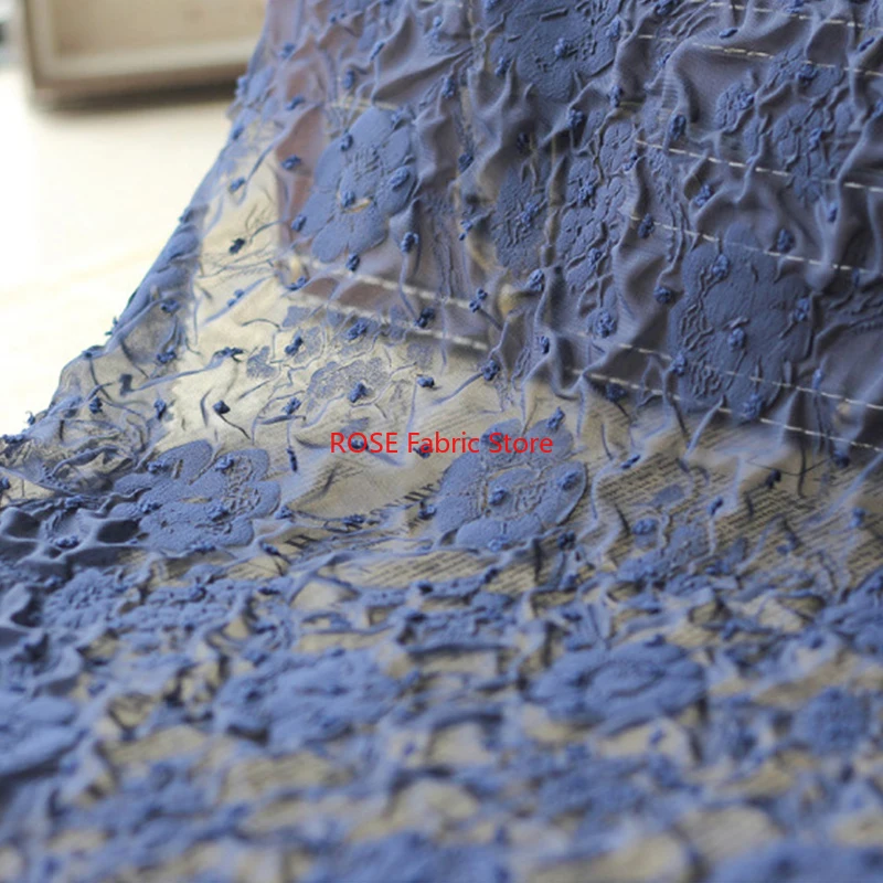 Dots Jacquard Chiffon Bubble Embossed Fabric for Wedding Prom, , Girls dress Summer Blouse