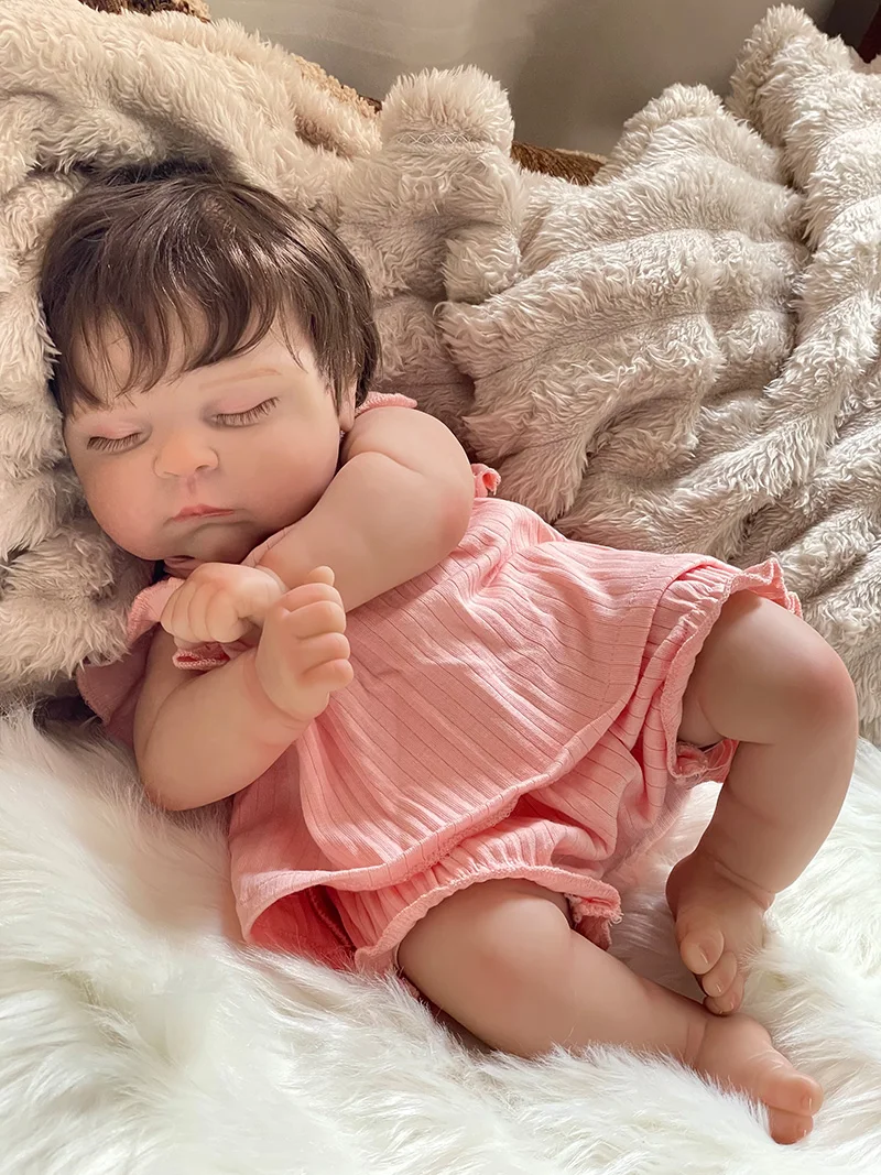 Cokela 20 بوصة/50 سنتيمتر دمية طفل حقيقي تولد من جديد دمية لمسة ناعمة واقعية سيليكون تولد من جديد دمية طفل مع شعر اصطناعي مزروع
