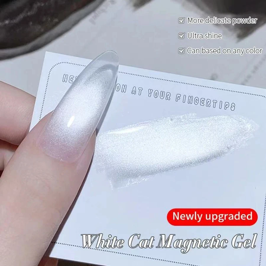 1-9 Stück 10ml Flow Light Weißer Katzenauge-Gel-Nagellack Ultra-Glanz Abziehbarer UV-Gel Spiegel-Glas-Katzenauge Magnetischer Gel-Lack – Detail 3