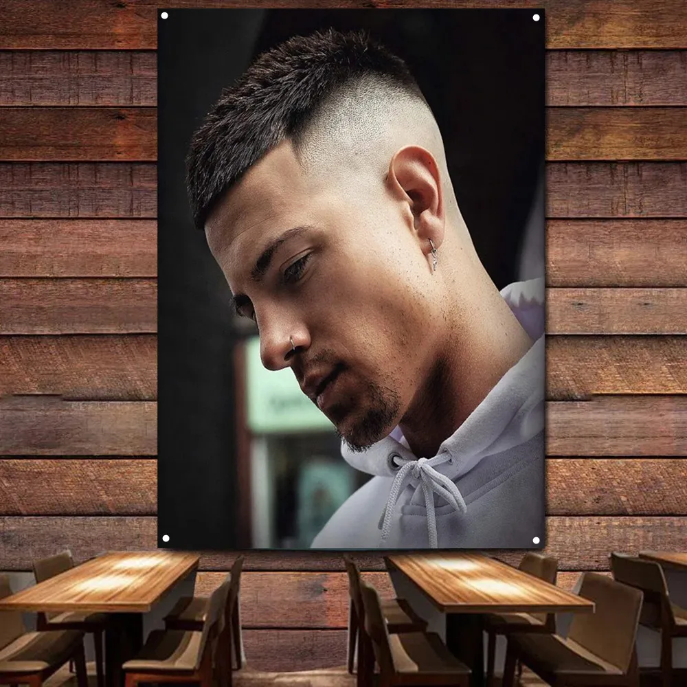 

Short Skin Fade haircut for Men Banner Flag Hairstyling Posters Digital Printing Barber Shop Wall Art Tapestry Indoor Decoration