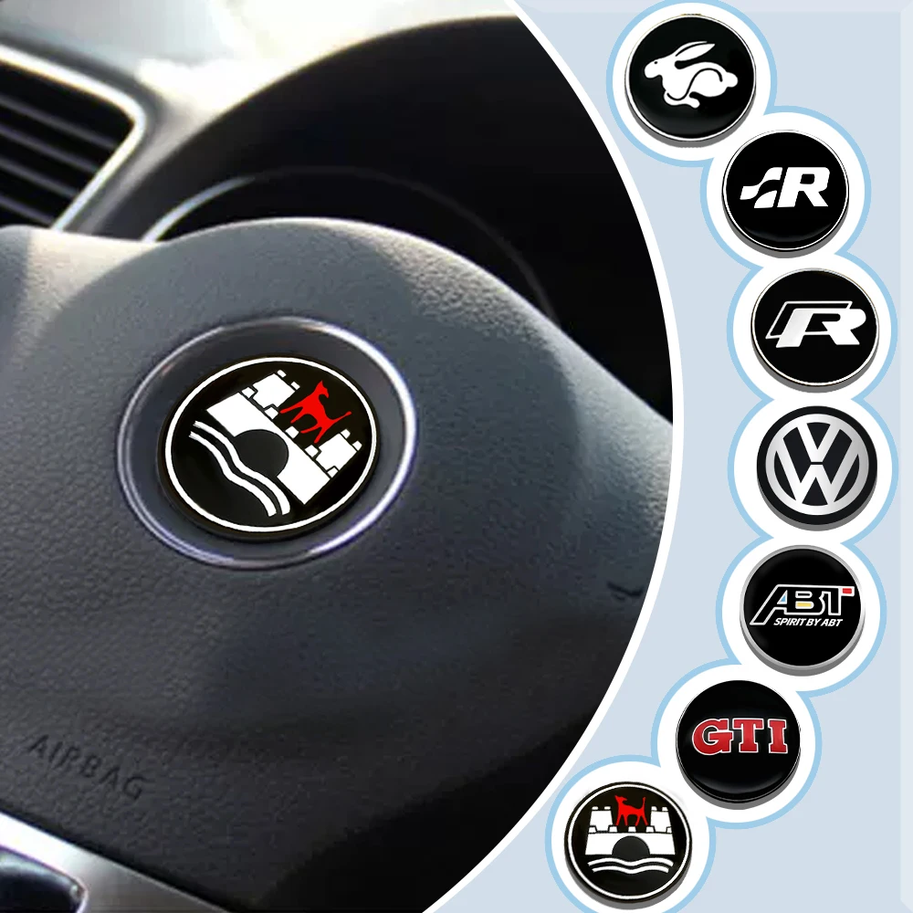 Car Steering Wheel Decorative Stickers Carbon fiber Emblem tools For Volkswagen VW Golf Rline GTI Tiguan Passat B5 B6